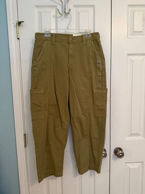 American Eagle Outfitters Olive Cargo Trousers Barrel fit. Soft Stretch. NWT 6